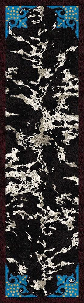 Fancy Cowhide Floor Runner Turquoise Black & White - Made in the USA - Your Western Decor