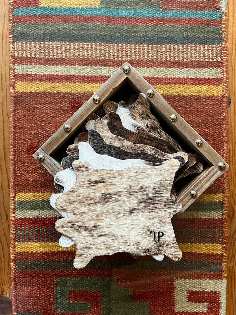 Anderson Land & Livestock branded cowhide coasters - Your Western Decor