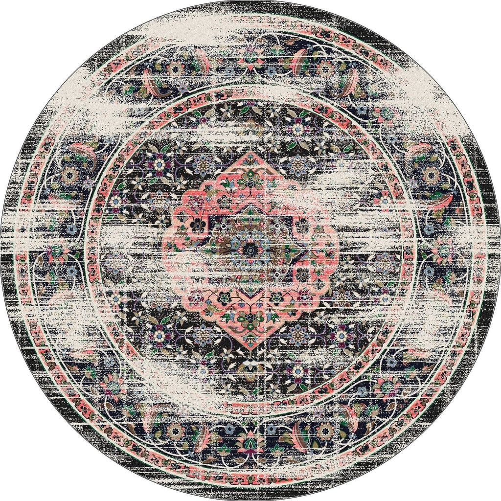 Bristol Azalea Distressed 8' Round Area Rugs - Made in the USA - Your Western Decor