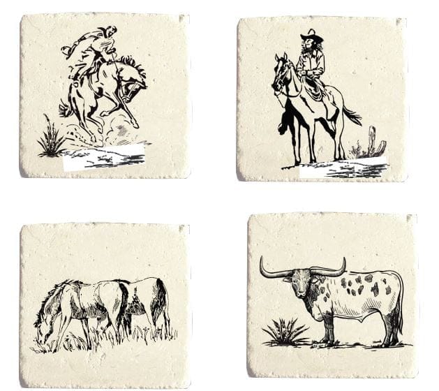 Paseo Ranch Western Travertine Coasters - Your Western Decor