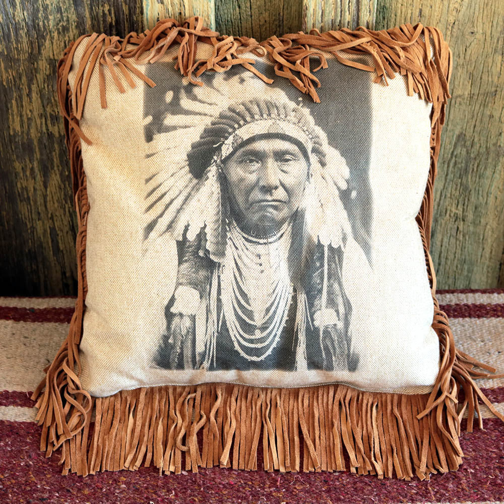 Chief Joseph Leather Pillow | Your Western Decor