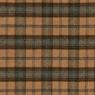 Close-up of a Dillon Plaid fabric featuring a checkered pattern with beige, blue, and brown colors - Your Western Decor