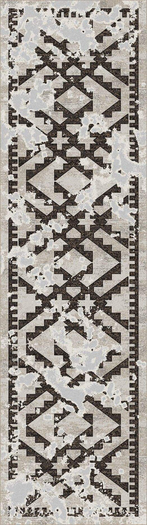 Distressed grey and cream arearunner rug. Made in the USA. Your Western Decor
