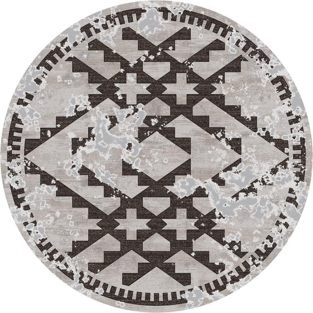 Distressed grey and cream round area rugs. Made in the USA. Your Western Decor