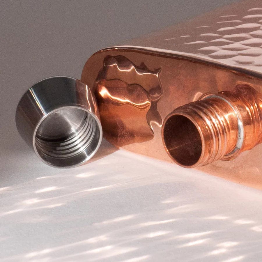 Espadín Mezcal Hammered Copper Hip Flask Lid Detail - Your Western Decor