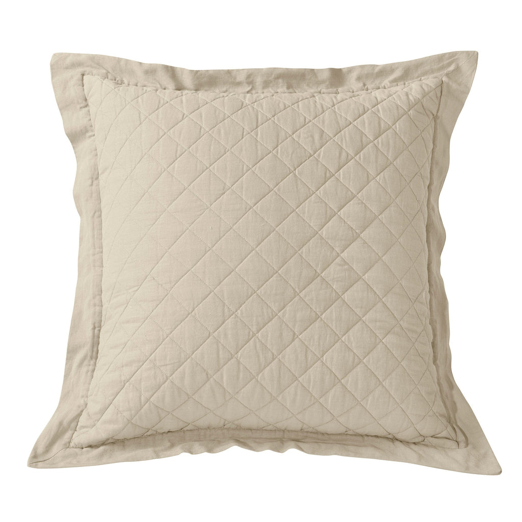 Linen & Cotton Diamond Quilted Euro Sham in Light Tan color - Your Western Decor