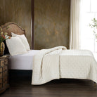 Vegas Faux Silk Velvet Quilt in Cream - Your Western Decor