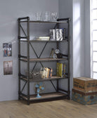 40" X 22" X 72" Rustic Oak And Black Particle Board Bookshelf - Your Western Decor, LLC