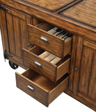 Rustic Farmhouse Warm Tobacco Rolling Kitchen Cart - Your Western Decor, LLC