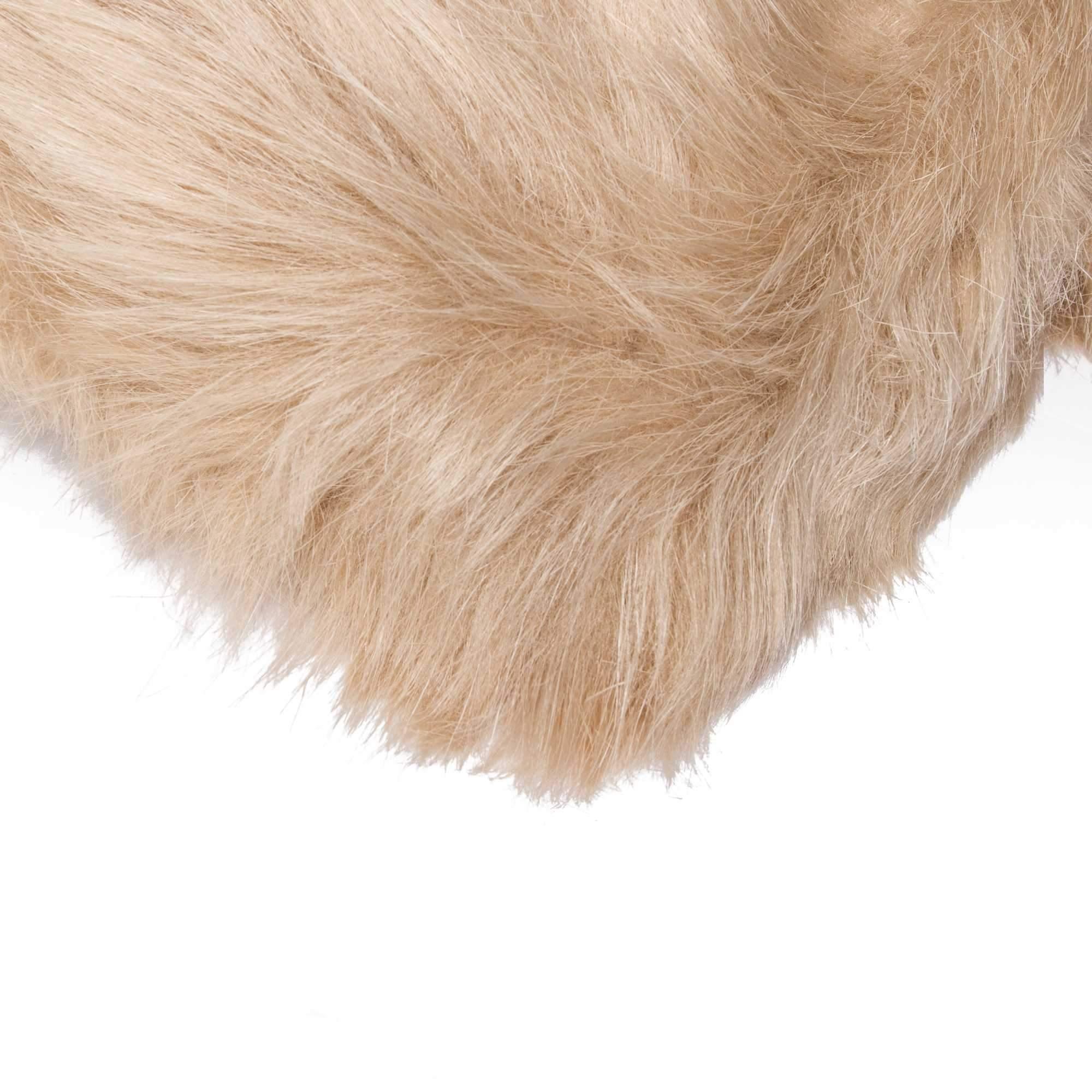 Tan Faux Fur Accent Rug 2'x3' Corner Detail - Your Western Decor