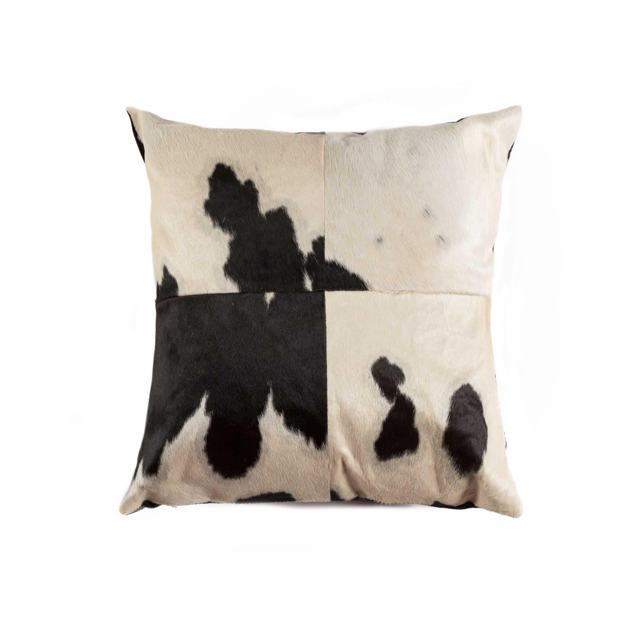 Quatro Panel Black & White Cowhide Pillow - Your Western Decor