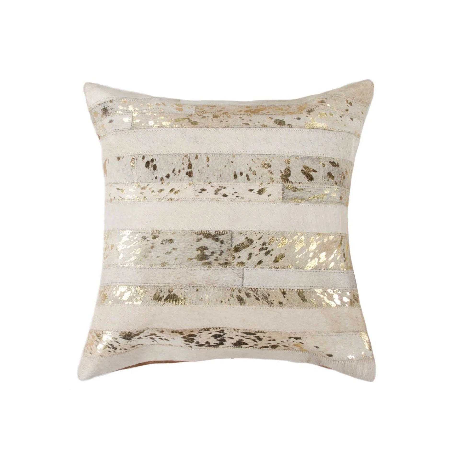 Off-White Gold Metallic Patchwork Cowhide Pillow – Your Western