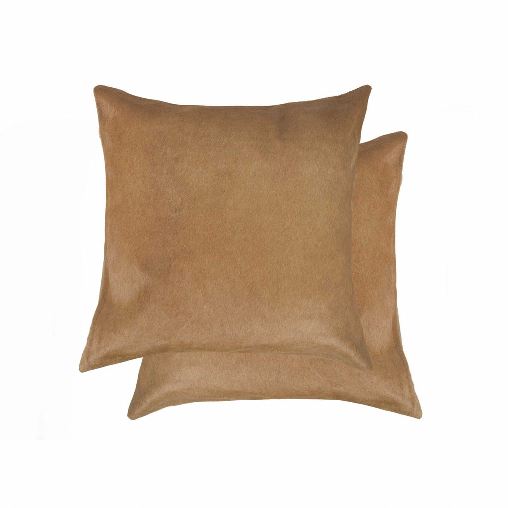 18" x 18" x 5" Tan Cowhide - Pillow 2-Pack - Your Western Decor, LLC