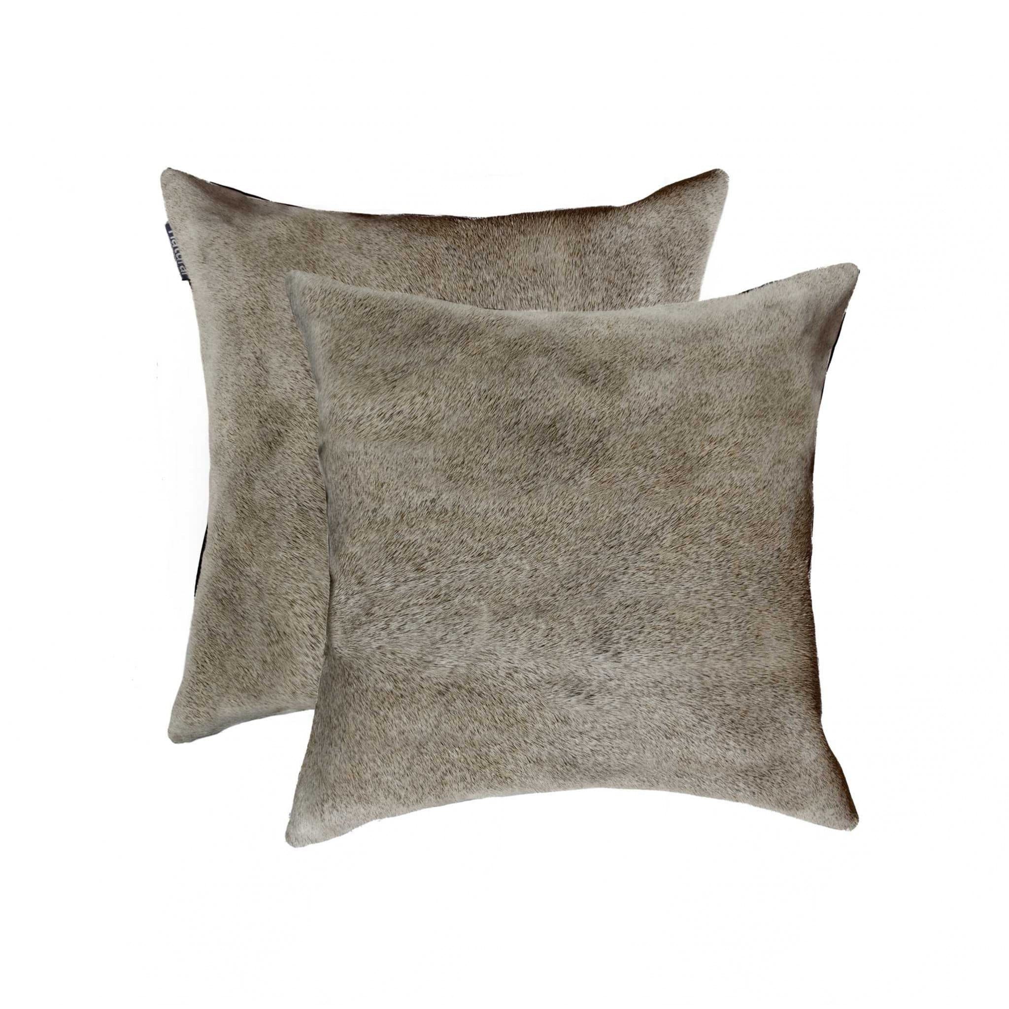 Gray Cowhide Pillow Pack - 18" x 18" Pillow Set - Grey Hair on Hide - 100% Indian Cowhide - Your Western Decor