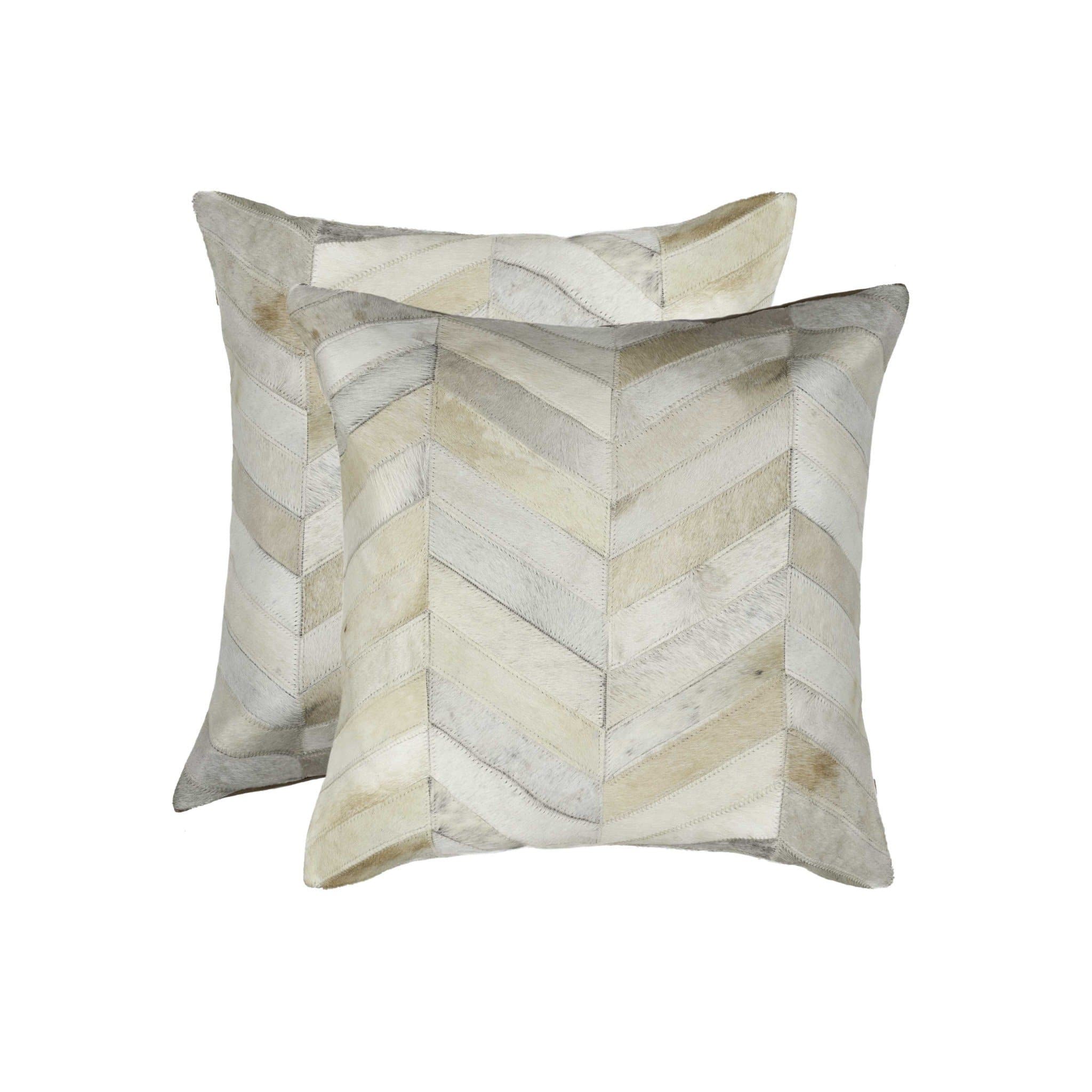 Off-White Patchwork Cowhide Pillows - Your Western Decor