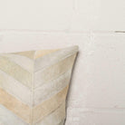 Off-White Patchwork Cowhide Pillow detail - Your Western Decor