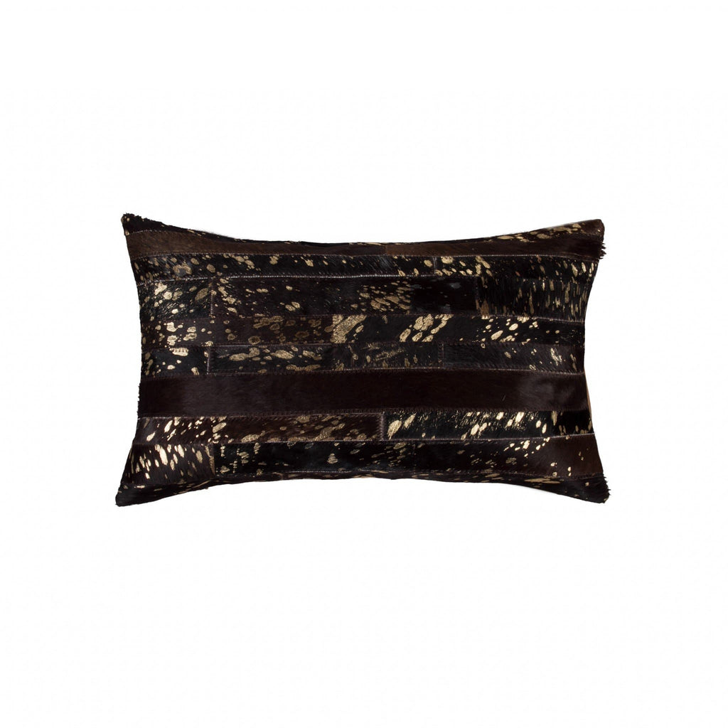 Gold and black cowhide pillows. Oblong. Your Western Decor