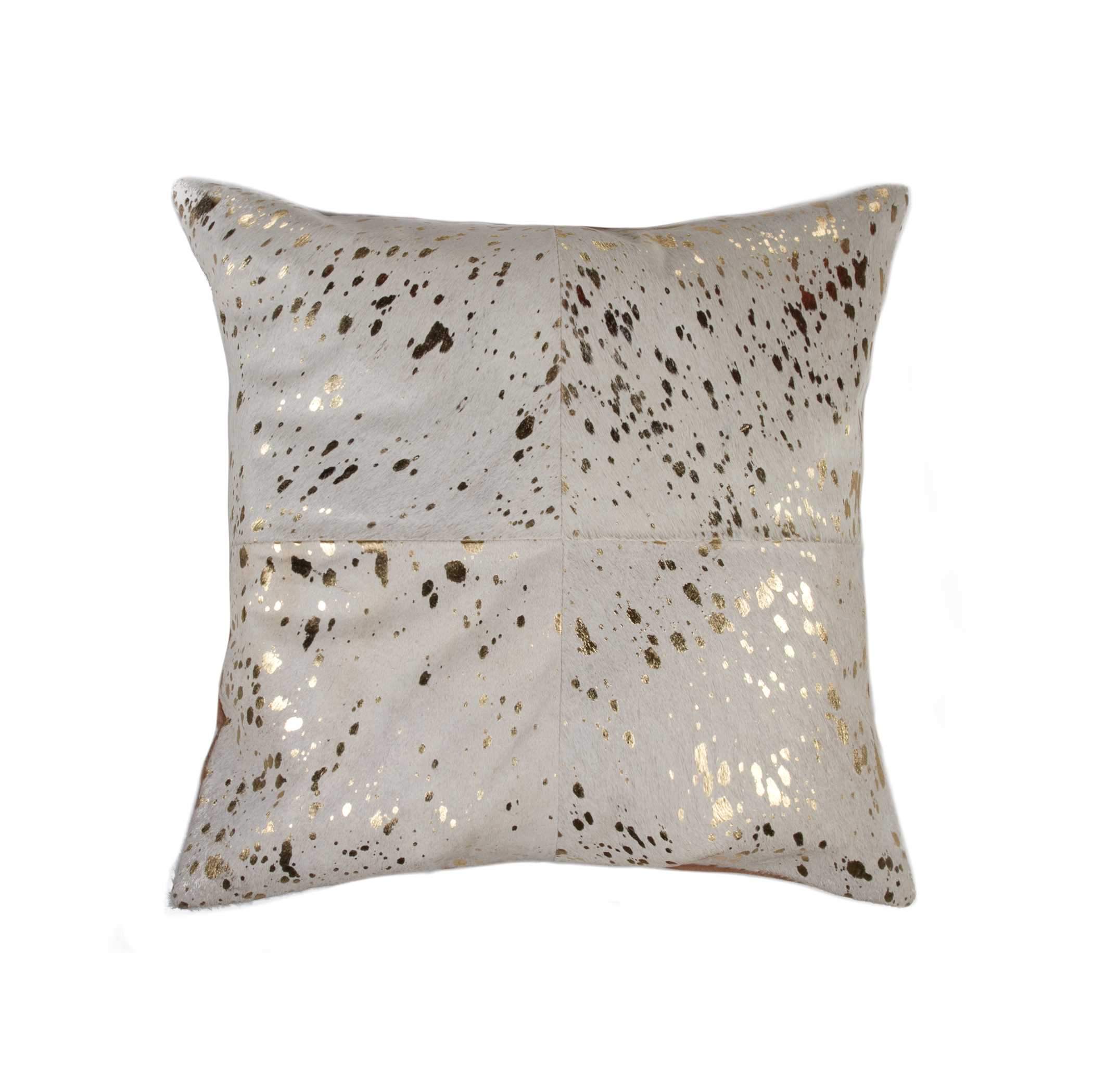 Off-White Gold Acid Wash Cowhide Pillow - Cowhide pillows - Your Western Decor