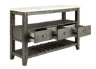 18" X 54" X 36" White Marble Gray Oak Wood Server - Your Western Decor, LLC