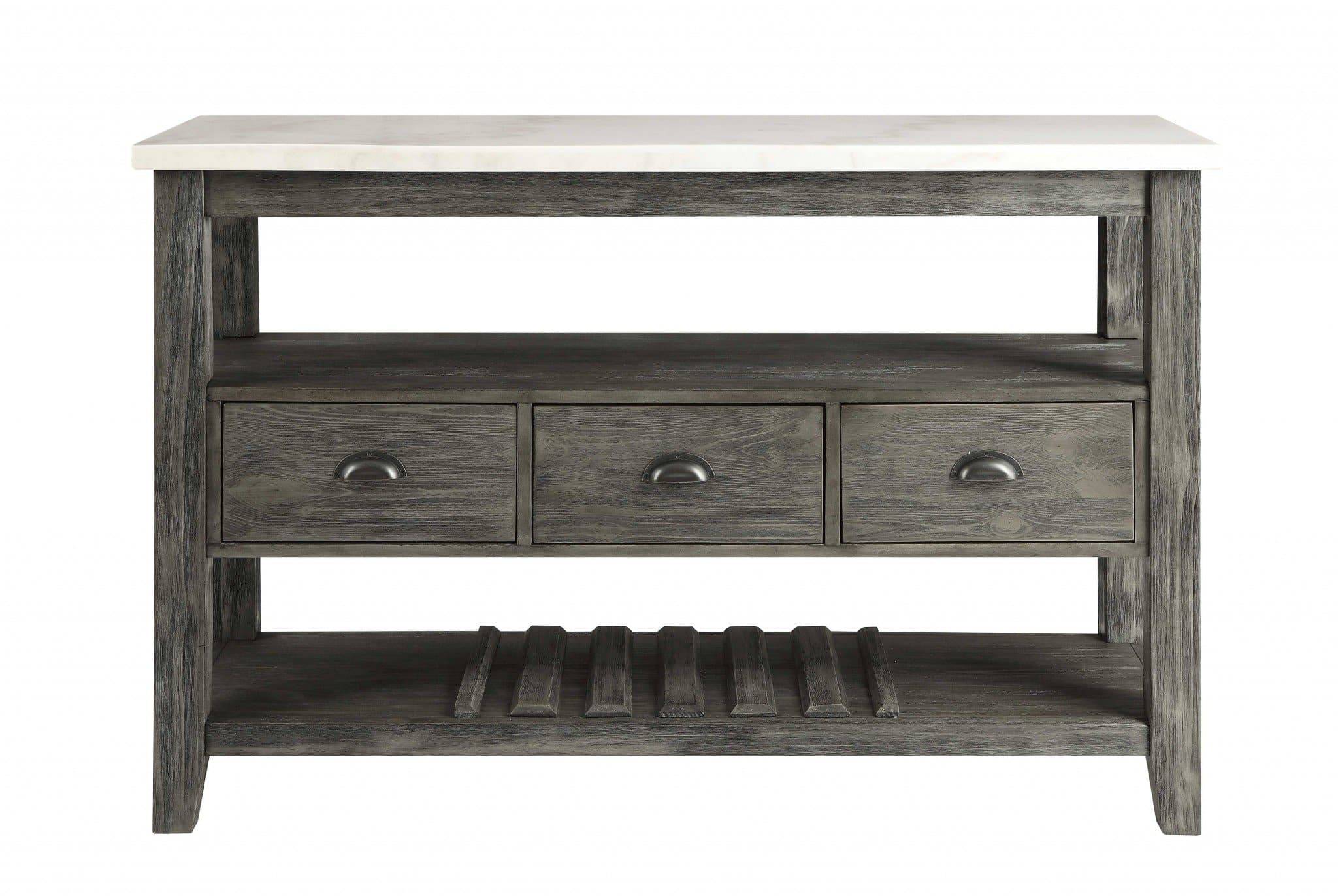 Marble and Grey Oak Sideboard - Your Western Decor, LLC