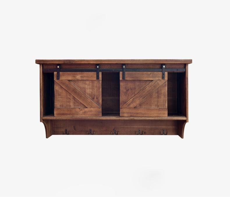 Rustic Wall Cabinet w/ Barn Door Sliders - Your Western Decor, LLC