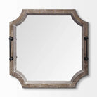 Rustic Antique Wash Finish Wood With Mirrored Glass Bottom And Metal Handle Tray - Your Western Decor, LLC