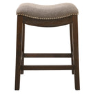 Taupe Fabric Saddle Style Counter Stool with nickel nail head trim - made in the USA - Your Western Decor