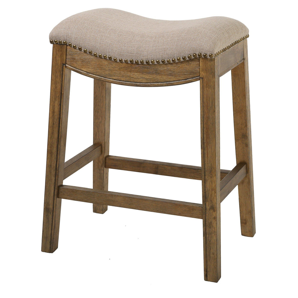 Cream Fabric Saddle Style Counter Stool - made in the USA - Your Western Decor
