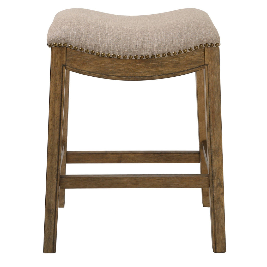 Cream Fabric Saddle Style Counter Stool with nail head trim - made in the USA - Your Western Decor