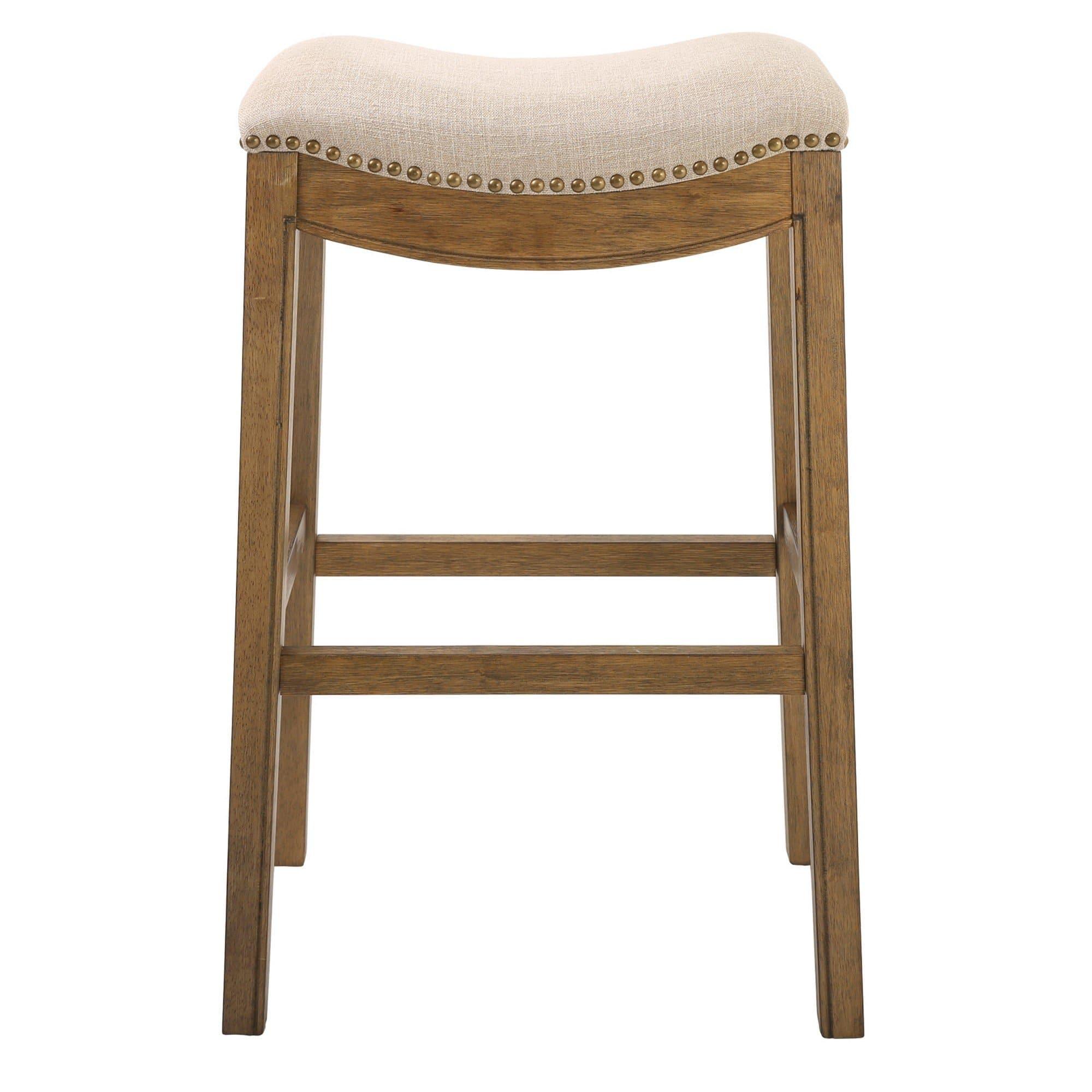 Cream Fabric Saddle Style Bar Stool 31"H - Your Western Decor