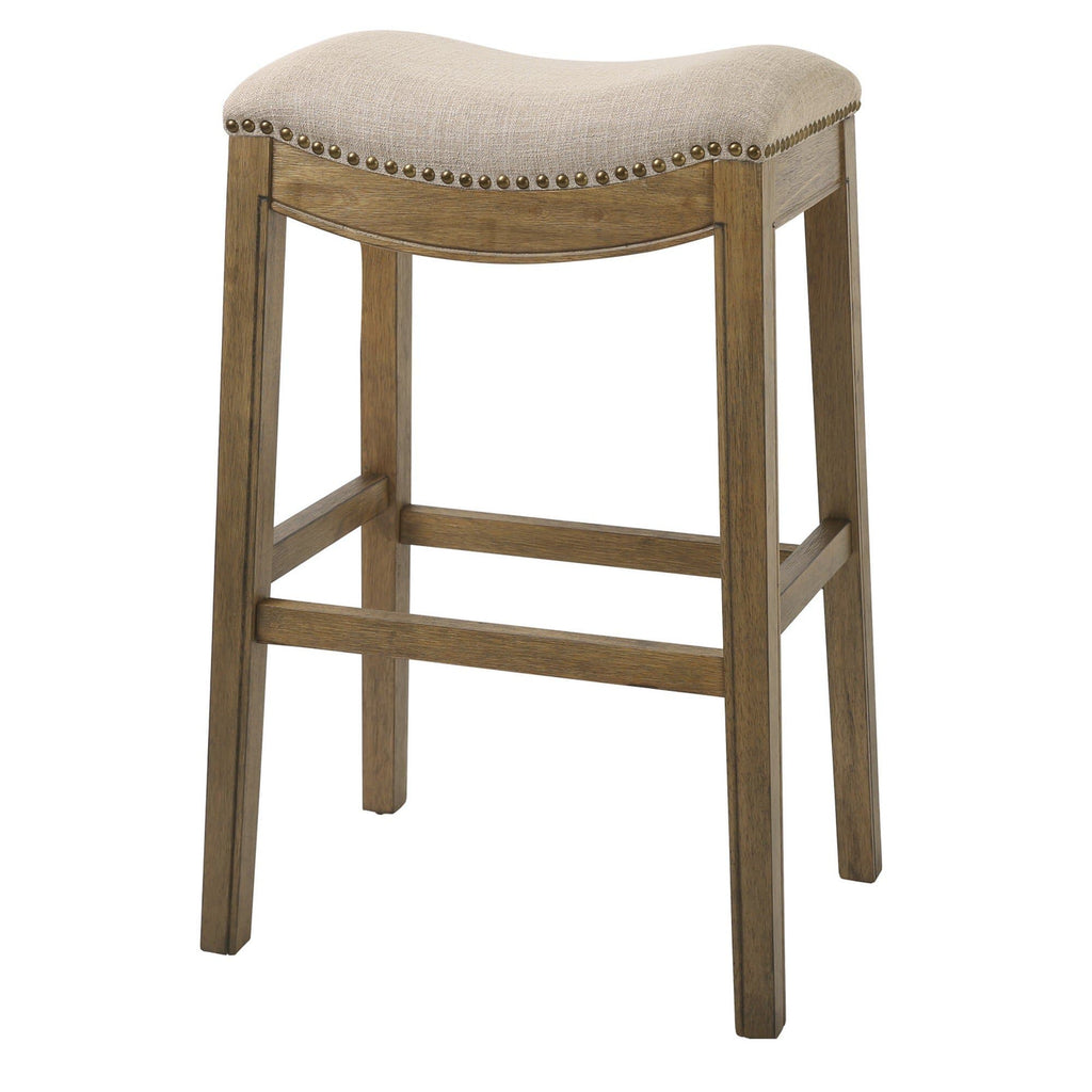Cream Fabric Saddle Style Bar Stools with nail head trim made in the USA - Your Western Decor