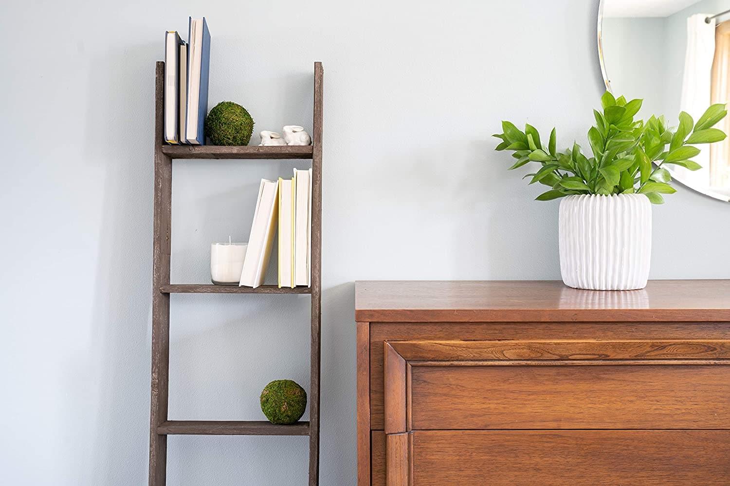 Rustic Weathered Wood Ladder Shelf - Your Western Decor