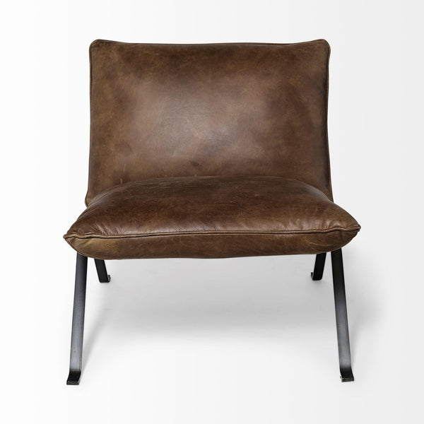 Armless leather outlet accent chair