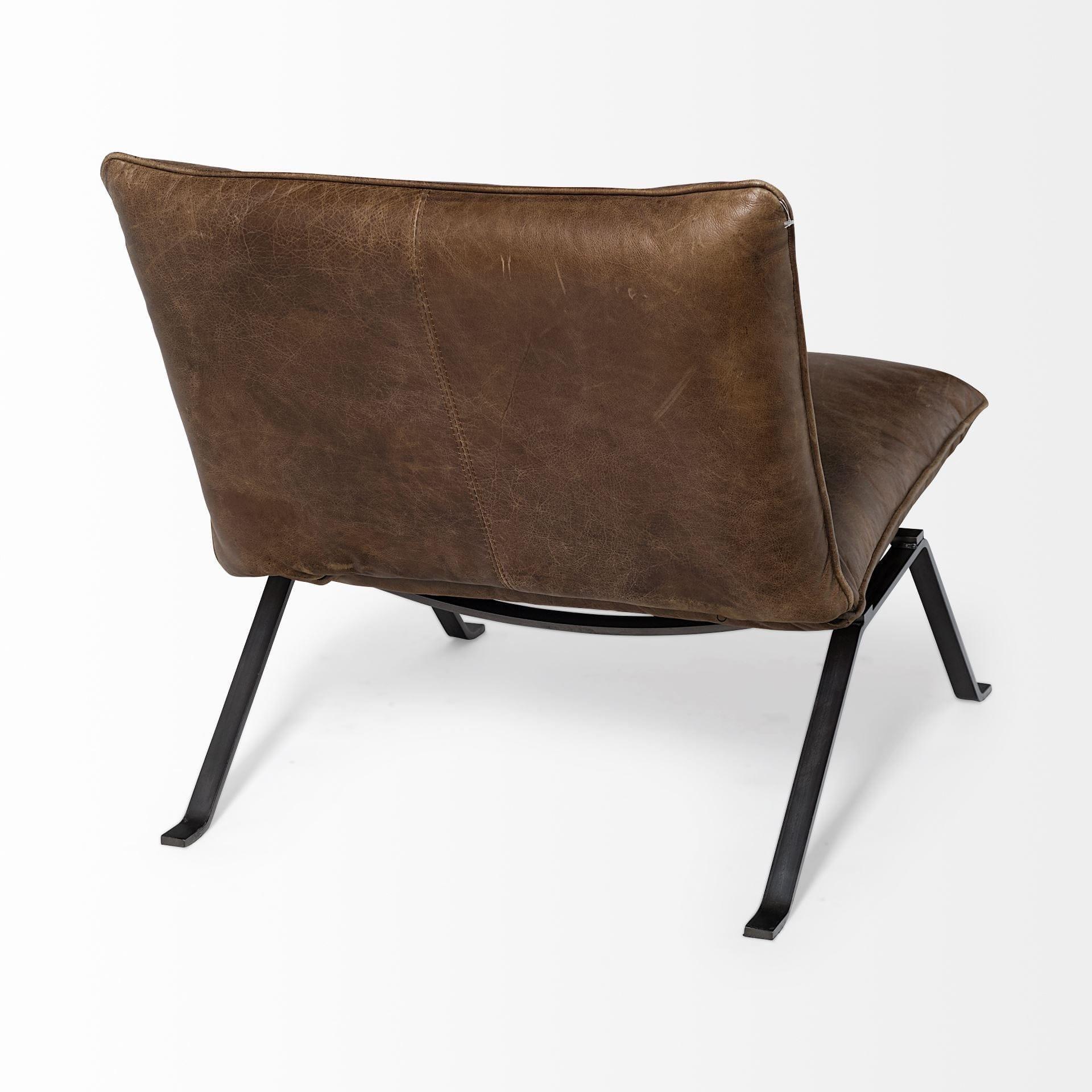 Armless leather online accent chair