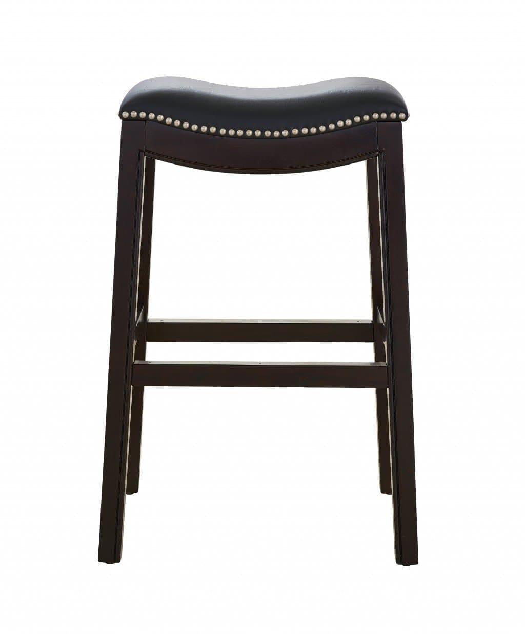 Espresso & Black Saddle Style Counter Stool 30" side view - Your Western Decor