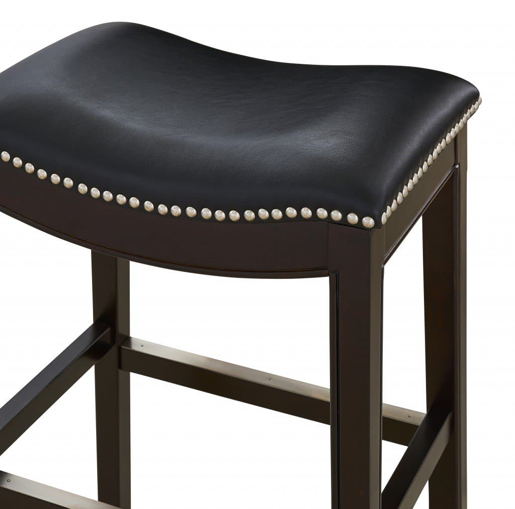 Espresso & Black Saddle Style Counter Stool seat detail - Your Western Decor