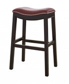 Espresso & Burgundy Saddle Style Counter Stool - Your Western Decor