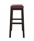 Espresso & Burgundy Saddle Style Counter Stool 30" - Your Western Decor