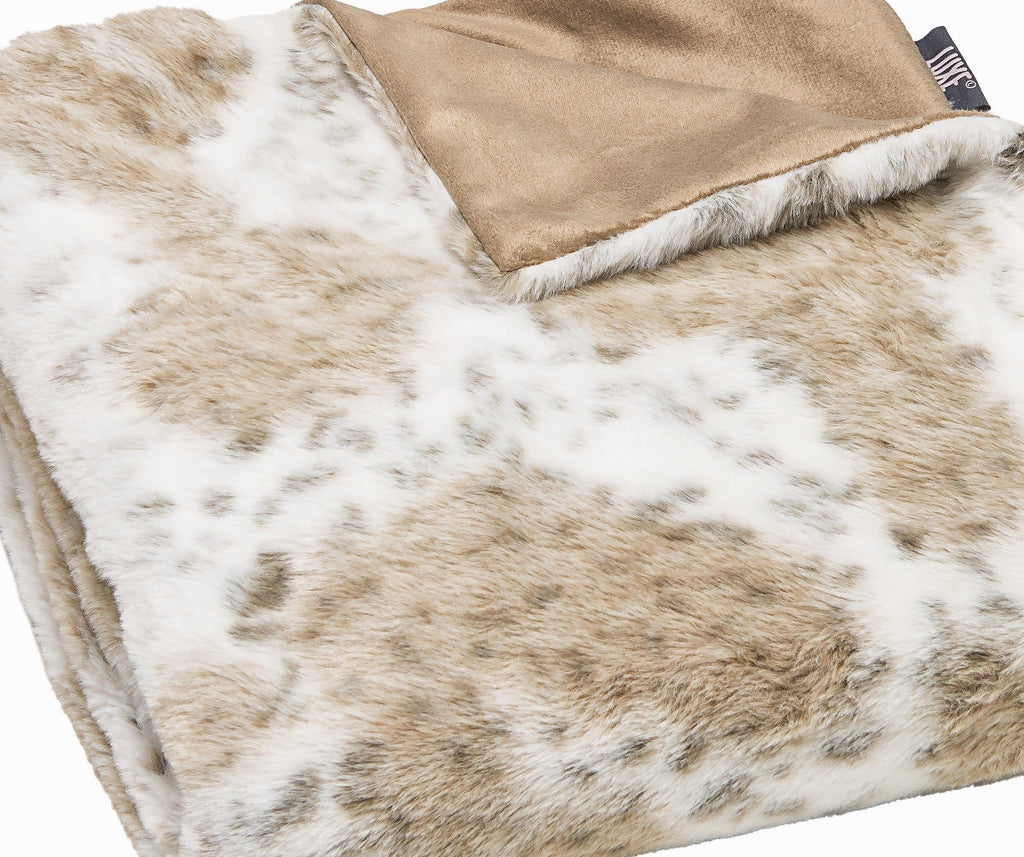Premier Luxury Spotted White and Brown Faux Fur Throw Blanket - Your Western Decor, LLC