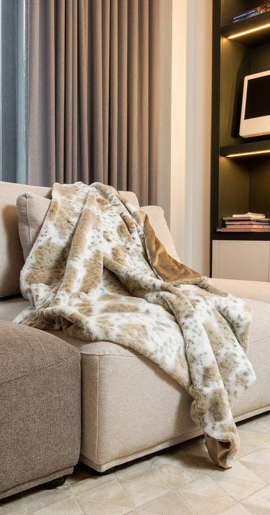 Premier Luxury Spotted White and Brown Faux Fur Throw Blanket - Your Western Decor, LLC