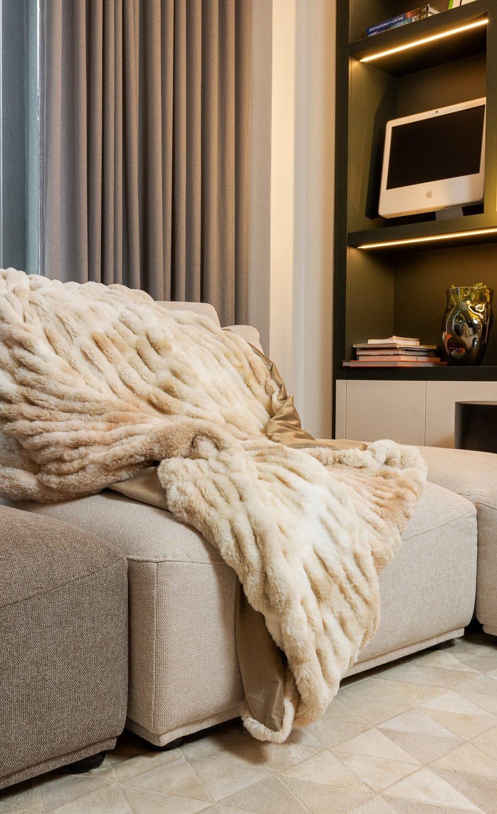 Luxe Beige Faux Fur Throw Blanket - Your Western Decor