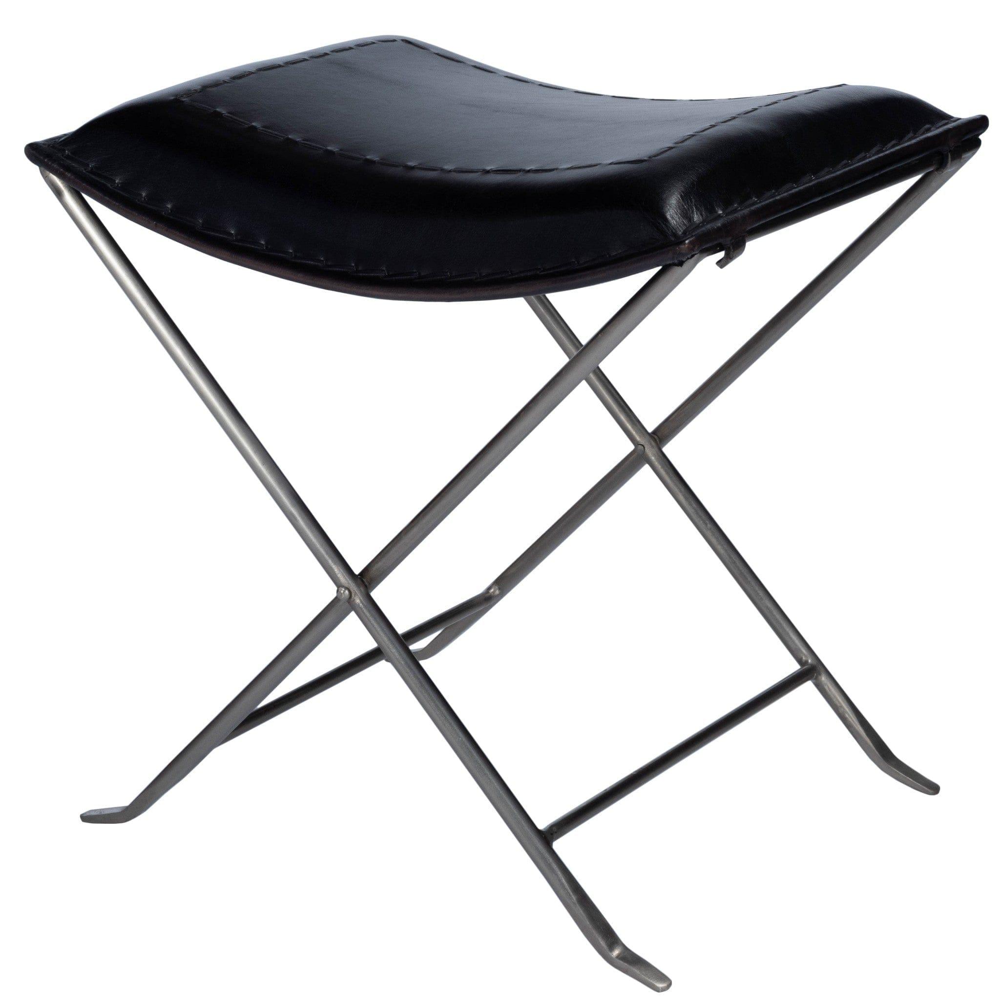 Modern Black Leather Stool - Your Western Decor, LLC