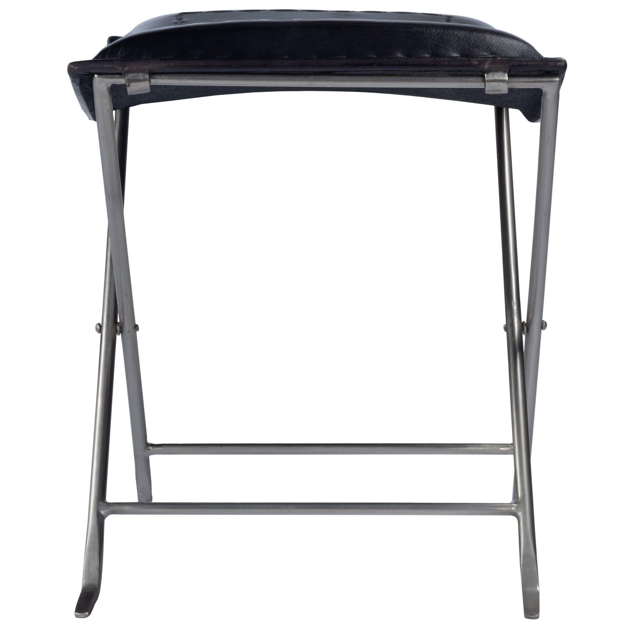 Modern Black Leather Stool - Your Western Decor, LLC