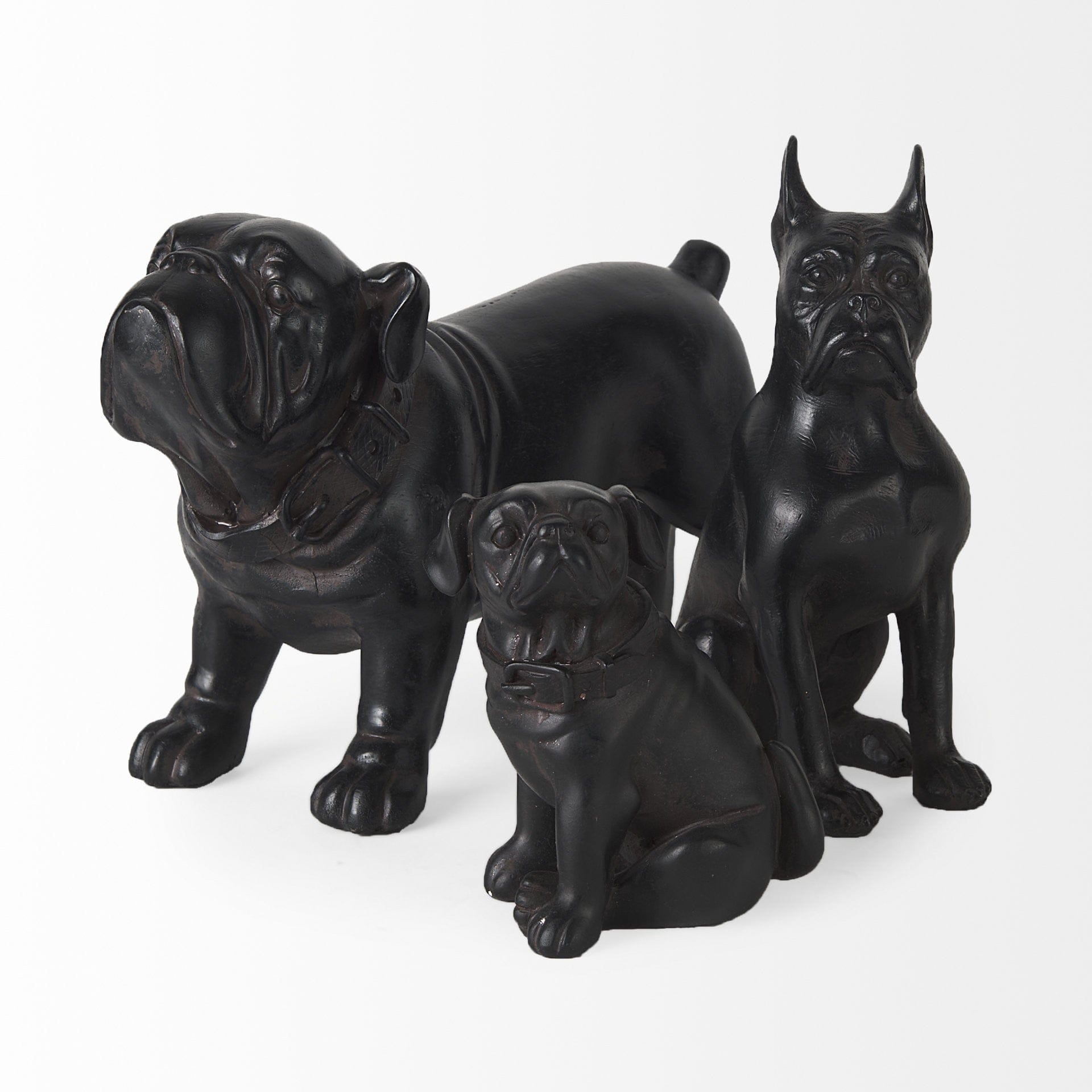 Copper the black bulldog sculpture with collar - Your Western Decor