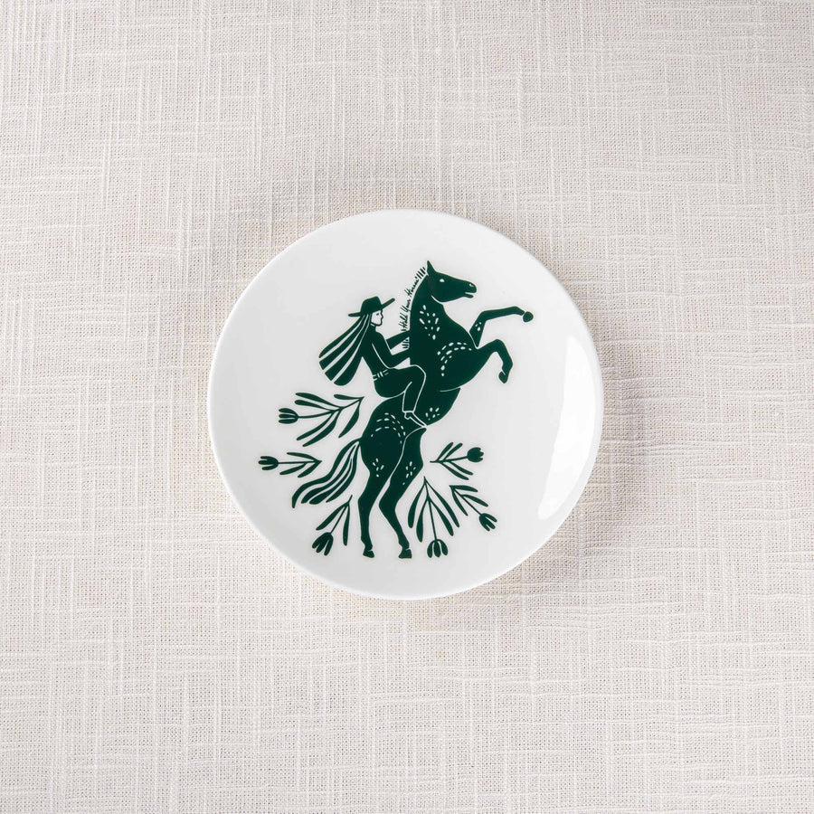 Green and white hold your horses canape plate  made in the USA - Your Western Decor