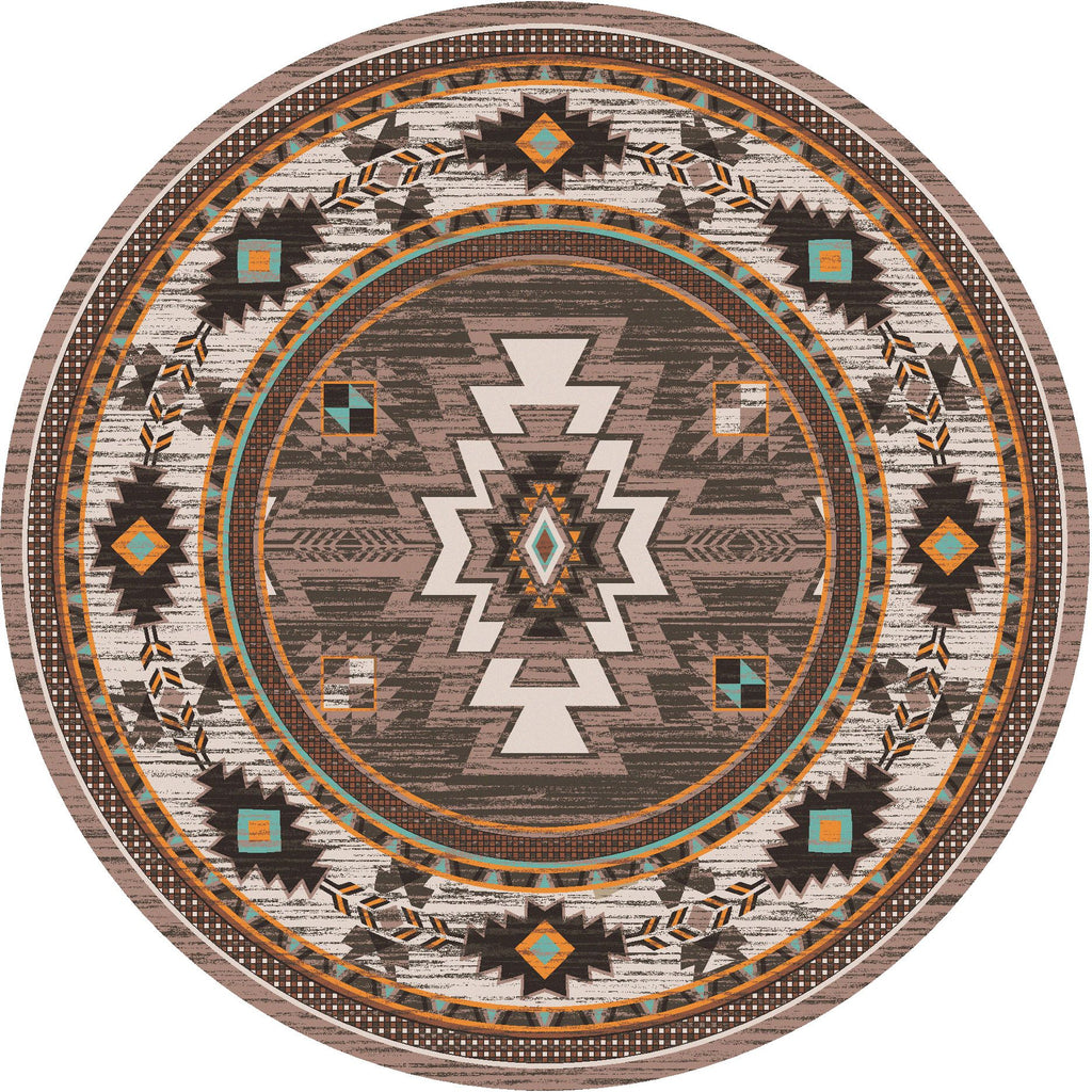 Ilhicamina Aztec Pattern Round Rug - American made rugs - Your Western Decor