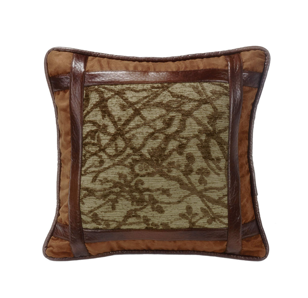 Highland Lodge Framed Tree Faux Leather Pillow from HiEnd Accents