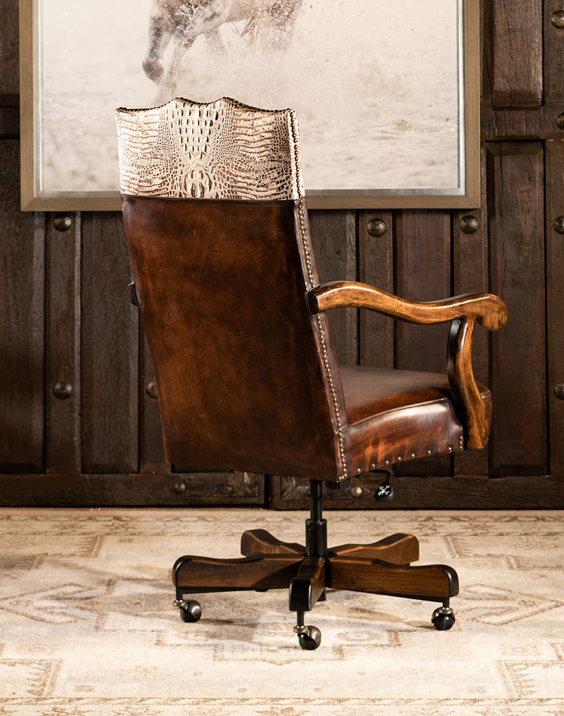 Western Leather Office Chair Seat Out-Back - Your Western Decor