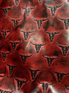 Mini longhorn embossed red leather hide - Your Western Decor