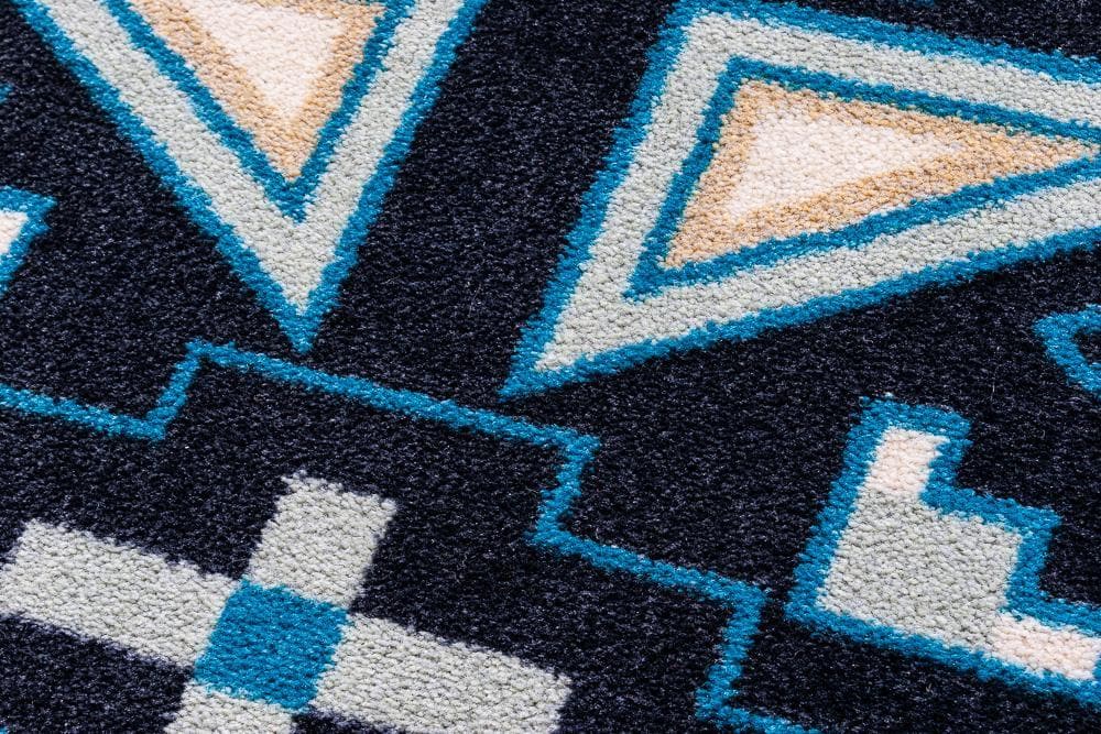Four Rams Blue Contemporary Carpet Detail - Made in the USA - Your Western Decor